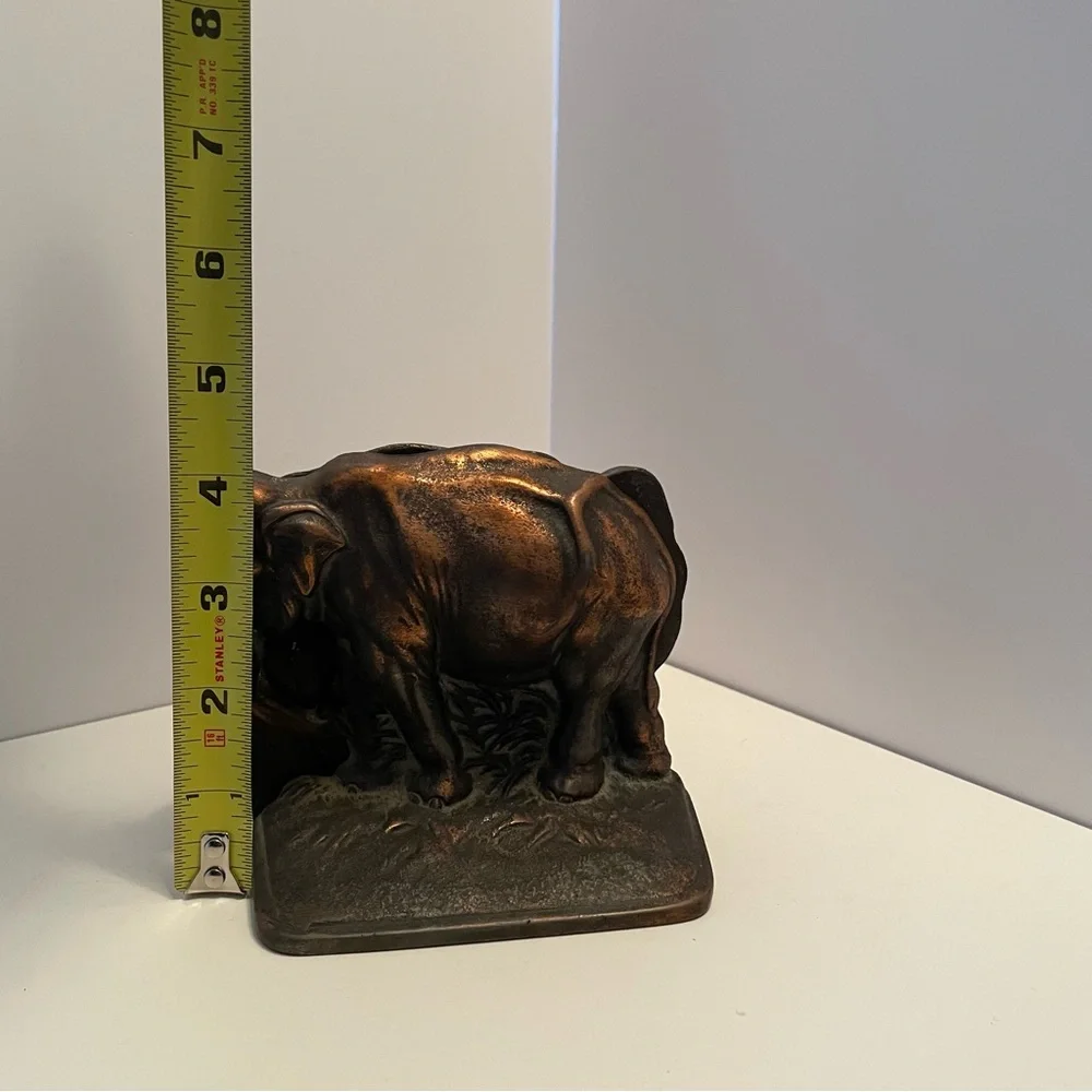 Antique 1924 BronzMet Cast Iron Elephant Bookends‎ #D22 Bronze Finish
